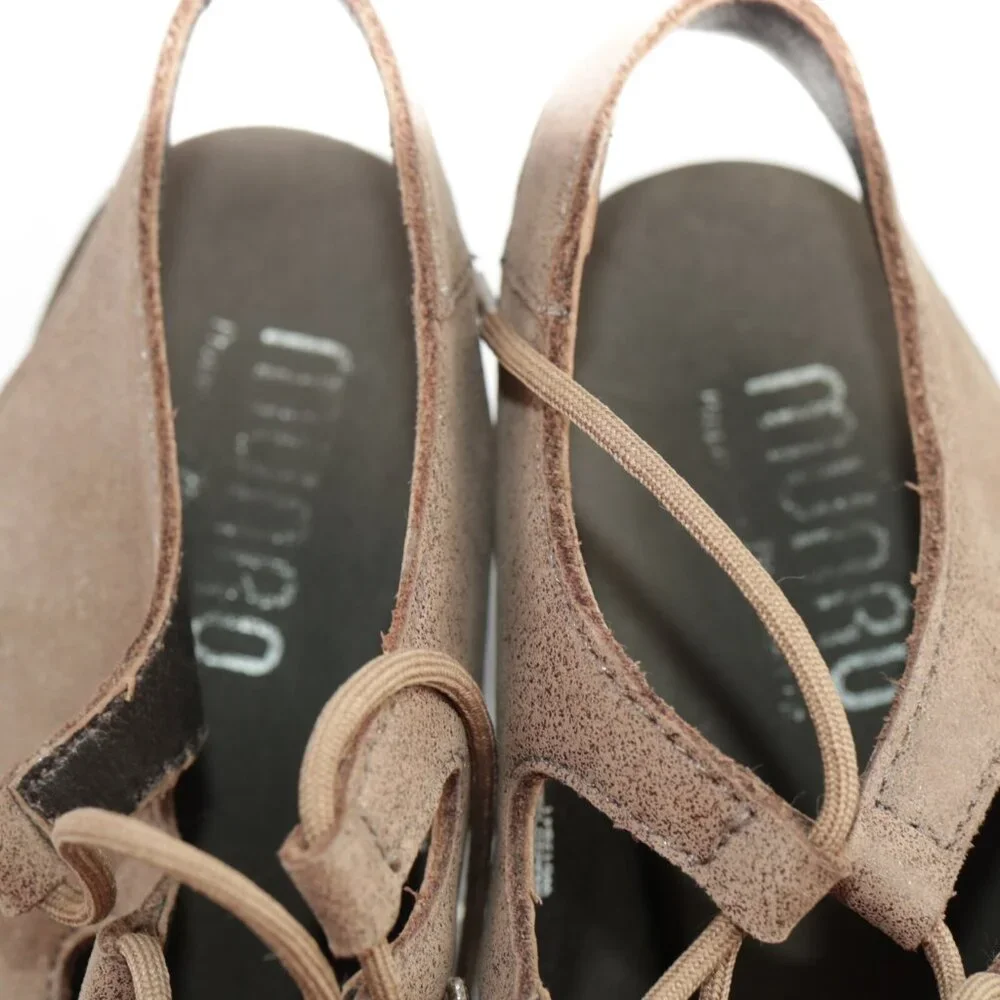 Munro Womens Jille Sandal Size 6 Brown Leather Block Heel Lace Up Gladiator Shoe